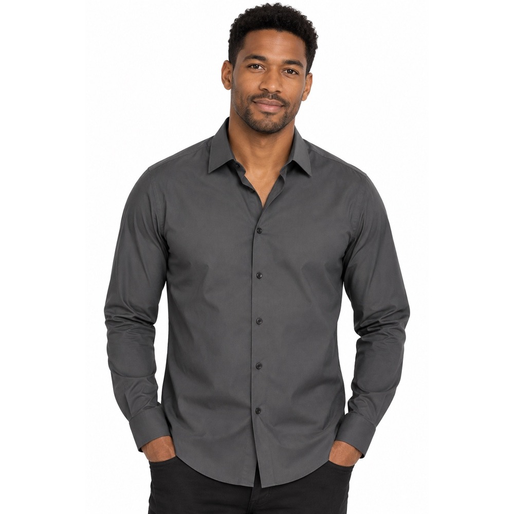 Express Extra Slim Dress Shirt Mens M Charcoal Gray Long Sleeve Button Up NWT